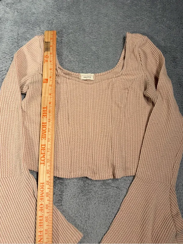Altar’d state Ribbed Scoop Neck Bell Sleeve Top - Blush Pink medium cropped - Image 3
