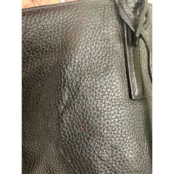 Michael Kors Large Soft Leather Black Snap Button Tote Bag Metal Logo Charm - Image 10