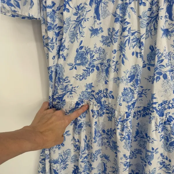 Tuckernuck Ginger Dress Medium Blue Floral Toile Maxi Coastal Grandmother Preppy - Image 7