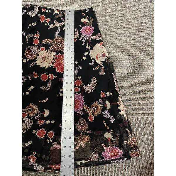 Vintage Black Floral Skirt Size Small Coquette Fairy Whimsigoth Y2K Sheer Lined - Image 6