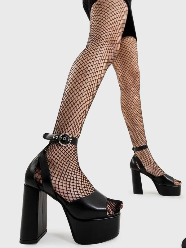 LAMODA Oh Lordy Chunky Platform Black Block Heel Sandals with Ankle Strap (5) - Image 2