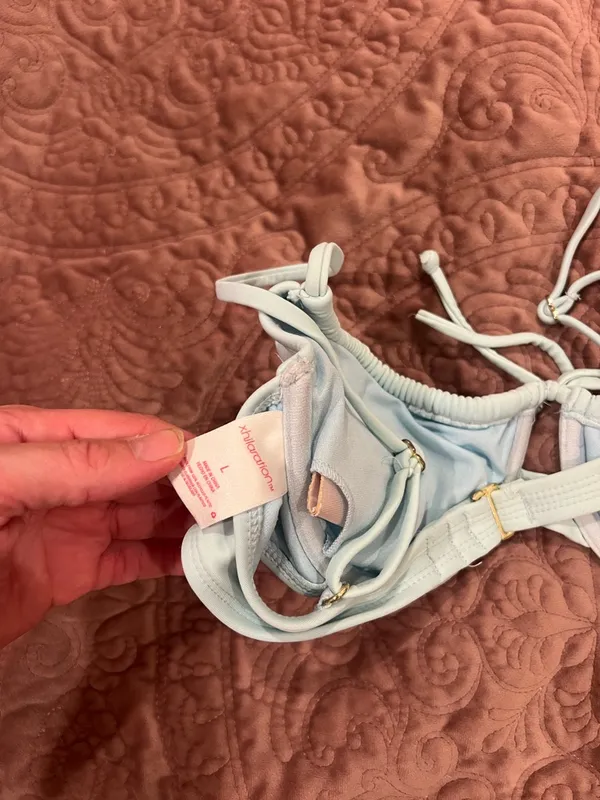 Xhilaration Light Blue Underwire Bikini Top with Front Tie - Image 3