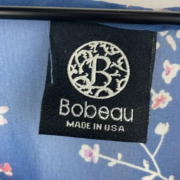 Bobeau Floral print short sleeves Sheer Ruffle hem dress large - Image 5