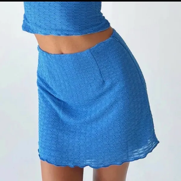 Princess Polly Bright Blue Textured Mini Skirt Lined Lightweight S 6 - Image 2