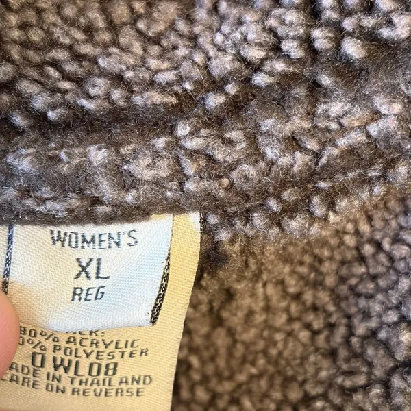 LL Bean Vest XL Brown Faux Suede Sherpa Lined Button Front Penny Lane Granola - Image 8