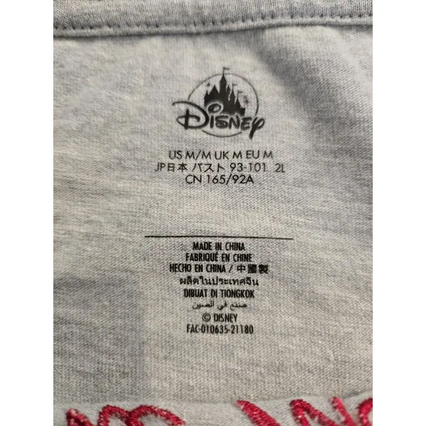 Disney Minnie Mouse Long Sleeve Ringer Shirt Womens M Grey Red Sparkle Graphic - Image 7