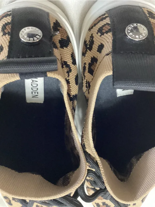 Steve Madden Leopard Knit Lace-Up Sneakers - Brown & Black - Image 4