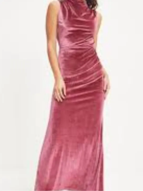 Vici Sweetest Hello Velvet Drape Maxi Dress in Mauve - Image 2