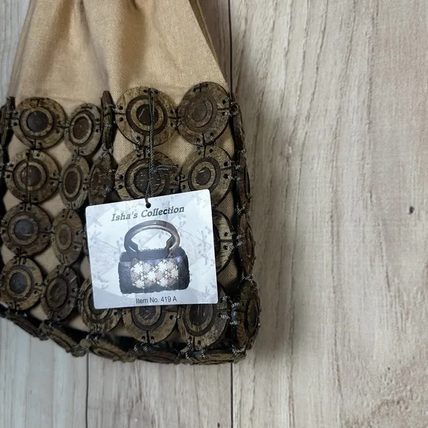 Vintage Isha’s Collection Handmade Coconut Shell Handbag - Image 5
