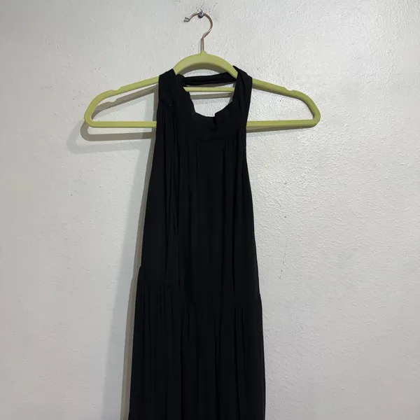 RD Style Black Halter Tiered Midi Dress Sz M - Image 3