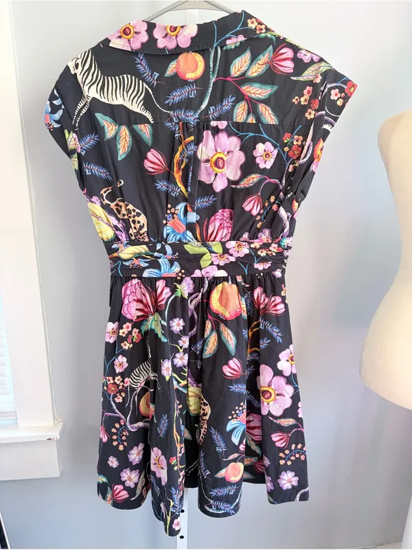 Anthropologie Maeve Flora & Fauna Floral Cotton Mini Dress Sz 2 - Image 3