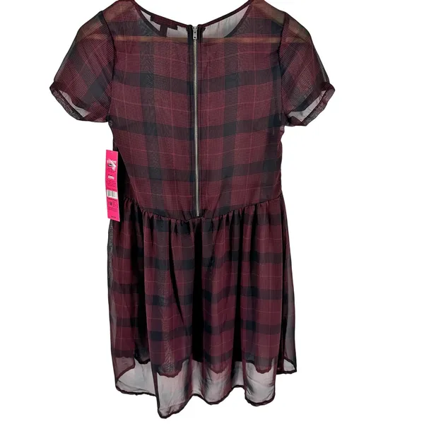 Seventeen Junior Sheer Plaid Dress Indie Sleaze‎ Dark Academia Mallcore Y2K NWT - Image 4
