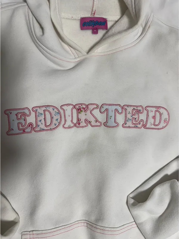 White and Pink Edikted Hoodie - Image 3