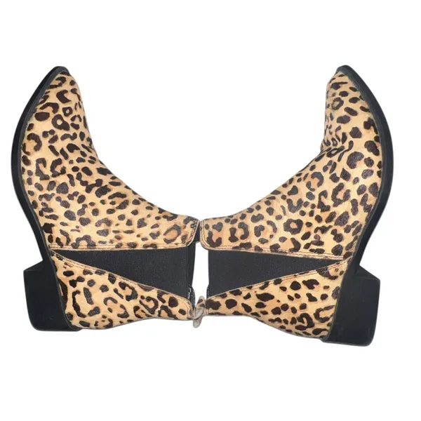 Steve Madden Womens Ankle Boots 7.5 Leopard Print Jerry Calf Hair Pull On Boots‎ - Image 5