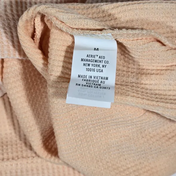 Aerie Womens Waffle Knit Crop Top Tee Peach Oversized M‎ NWT - Image 4