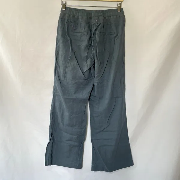 Risen LA sculptex linen wide leg‎ elastic waist blue sweatpants women's size S - Image 7