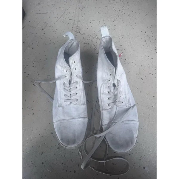 Divided H&M cream ivory canvas lace military boots womens size 12/ 45 - Image 6