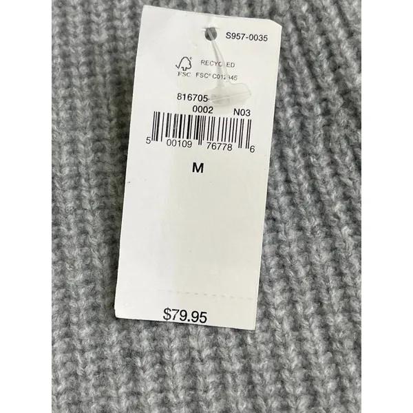 Gap CashSoft Wide Leg Ribbed Knit Pull-On Pants Light Grey Heather Medium NWT - Image 4