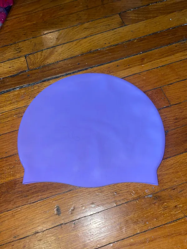 Nike Lavender Silicone Swim Cap with White Swoosh - Image 3