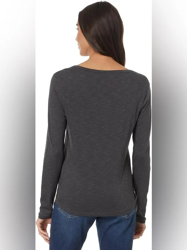 Toad&Co Marley ll Long Sleeve Slub Tee Sz S Heather Gray V Neck Organic Cotton - Image 4