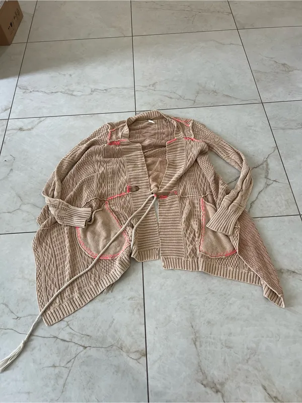 Free People Tan All Washed Out Cardigan Size Small - Image 2