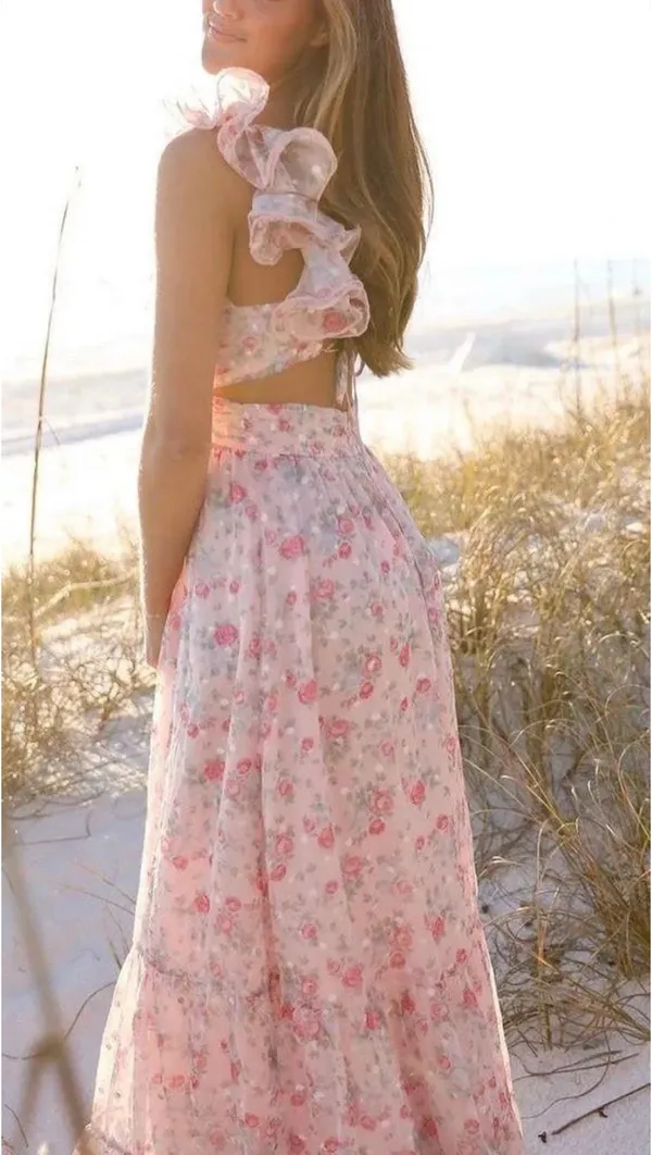 These Three Boutique Pink floral ruffle dress - Image 3
