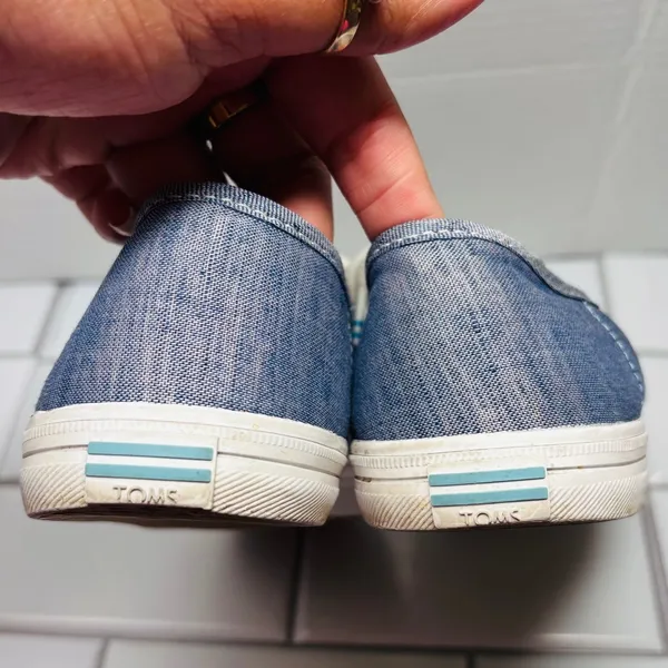 Toms Carmel Sneakers Womens Size 8 Blue Good Distressed Majolica Canvas - Image 7