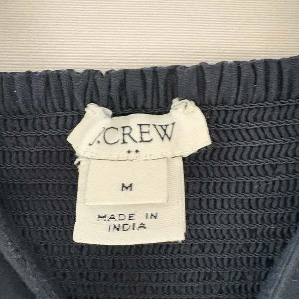 J.Crew Women's Navy Blue‎ Eyelet Pleated Bodice Sundress Dress Medium - Image 7
