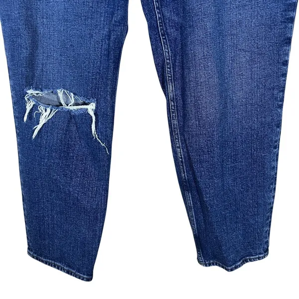 Abercrombie & Fitch The Mom High Rise Distressed Jeans Blue 90s Style Size 32/14 - Image 3