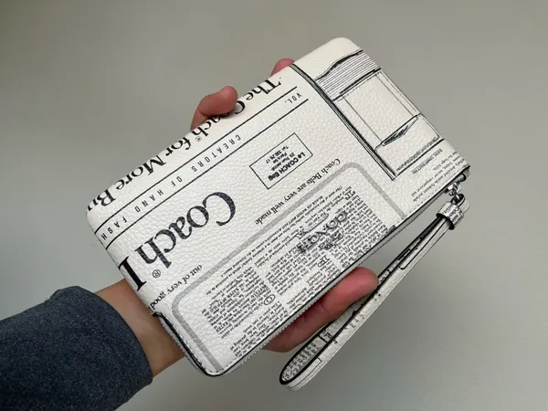 Coach Large Corner Zip Wristlet With Newspaper Print - Image 3