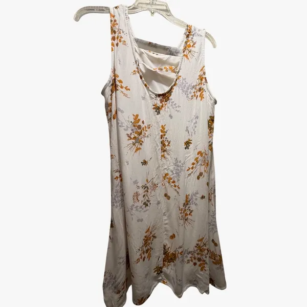 Maurices‎ Womens Floral Sleeveless Shift Dress White Mustard Yellow Size M H1218 - Image 3
