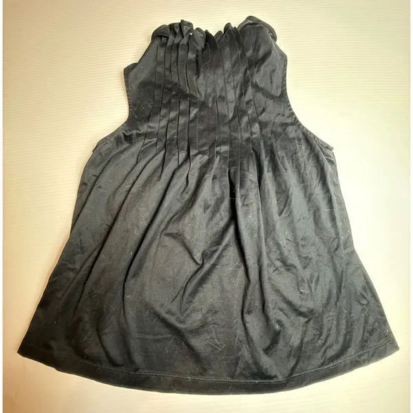 ELIJAH Black Sleeveless Blouse‎ Top with Ruffle Collar and Pleated Detail s - Image 5