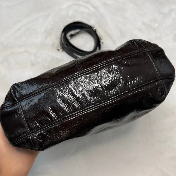 Coach Ashley Dark Brown Patent Leather Shoulder Bag F20462 - Image 3