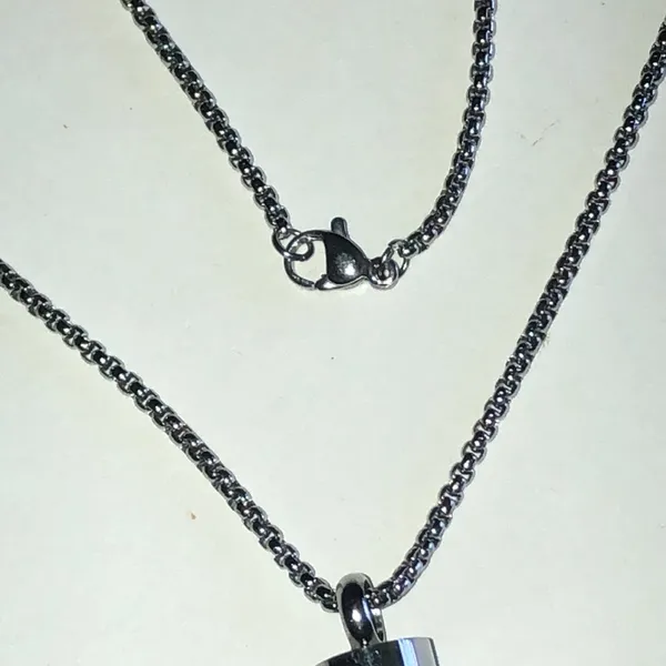 Silver Tone Cylinder Diffuser Pendant Necklace - Image 3