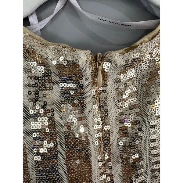 Nanette Lepore Sequin Wrap Dress Women Size 8 Gold Great Long Sleeve Velvet Belt - Image 6