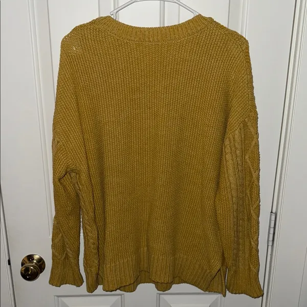 Time and Tru Mustard V-Neck Knit Sweater - Image 4