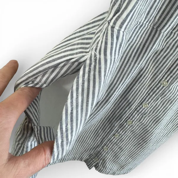 Abercrombie & Fitch Gray‎ White Striped Tie Front Button Mini Dress Summer Large - Image 6