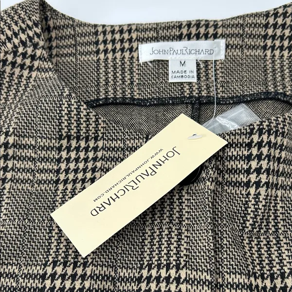 JohnPaulRichard Brown Plaid Blouse Size M - Image 4