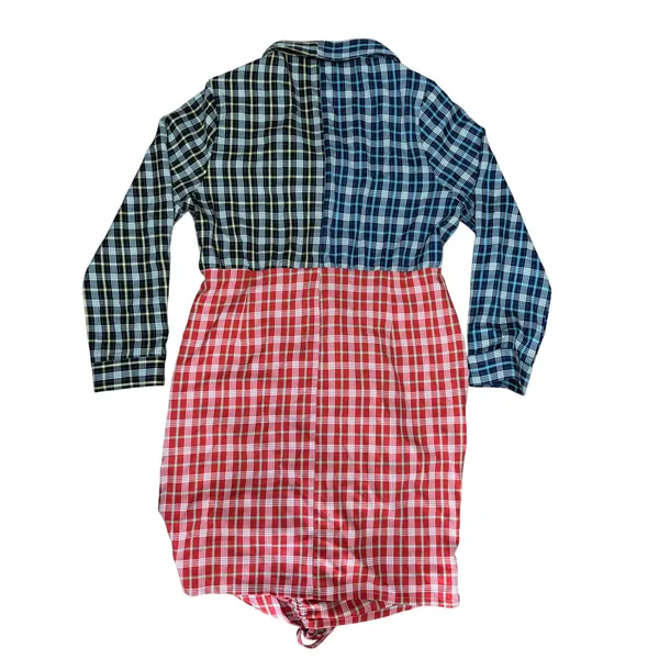 AKIRA Shirt Dress Multicolor Plaid Ruched Colorblock Casual Western Cowgirl 3X - Image 3
