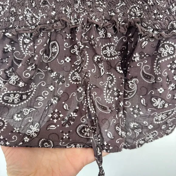 American Eagle‎ Outfitters Smocked Paisley Print Crop Tank Top Women XL Festival - Image 5
