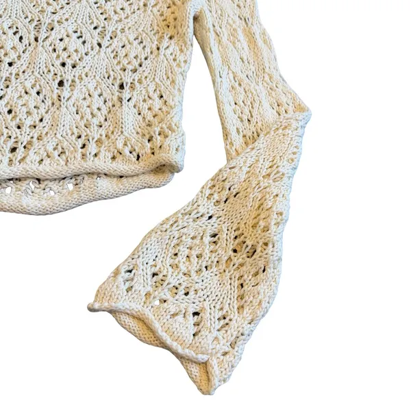 Aeropostale Aero Pullover Loose-Weave Sweater Cream Stretch Size Medium Women's - Image 7