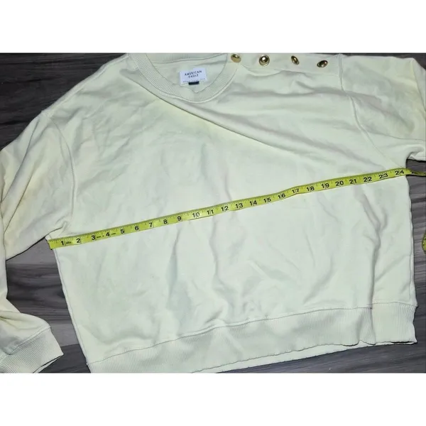 American Eagle Outfitters Cream Crewneck Sweater with Shoulder Buttons - Image 5