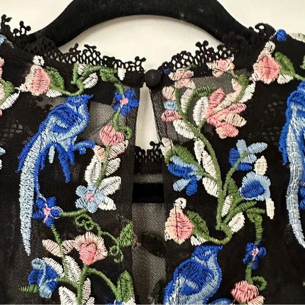 Topshop Floral Peacock Embroidered Crochet Top - Image 8