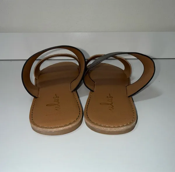 Lulus Time To Chill Black & Leopard Sandals Double Strap Slip On - Image 6