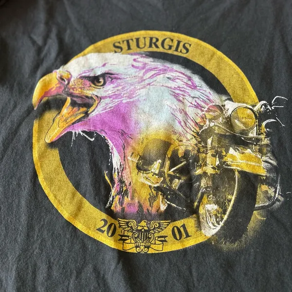 Vintage Y2K Sturgis 2001 rolled sleeve t-shirt Size Medium - Image 2