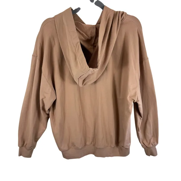 The Drop Women Light Brown Cotton Modal Relaxed Fit Pullover Hoodie Size L - Image 2