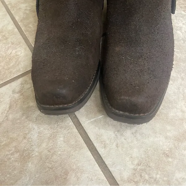 Bc Footwear Womens Boots Leather Brown Bootie Zip 8.5 Biker Harness Pre‎ Owned - Image 12