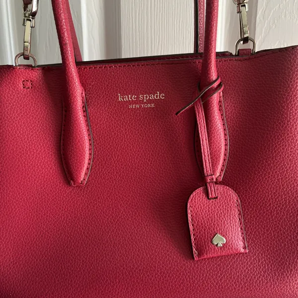 Kate Spade New York Red Leather Satchel Top Handle Crossbody Bag Medium - Image 3