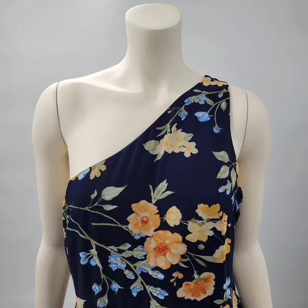 Lulus Elegant Admiration Maxi One Shoulder Dress XL Navy Floral Wedding Guest - Image 12