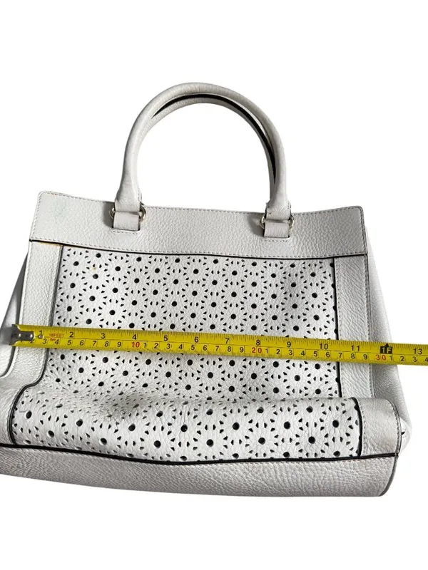 KATE SPADE White Leather Eyelet Satchel Handbag - Image 5